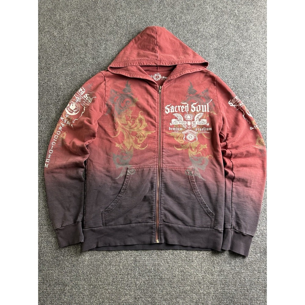 Mens Sacred Soul Full Zip Graphic Hoodie Made in USA, Size L